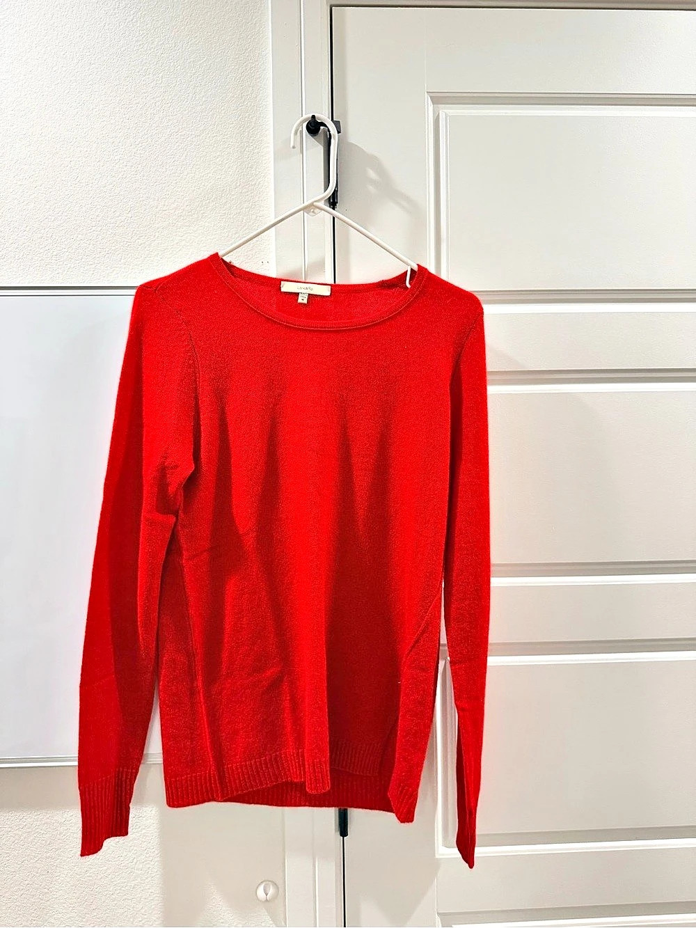 Lark & Ro 100% Cashmere Crewneck Sweater Red Medium